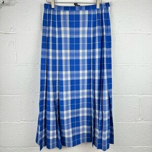 Vintage Pendleton Blue Plaid Wool Pleated Skirt – Size 12